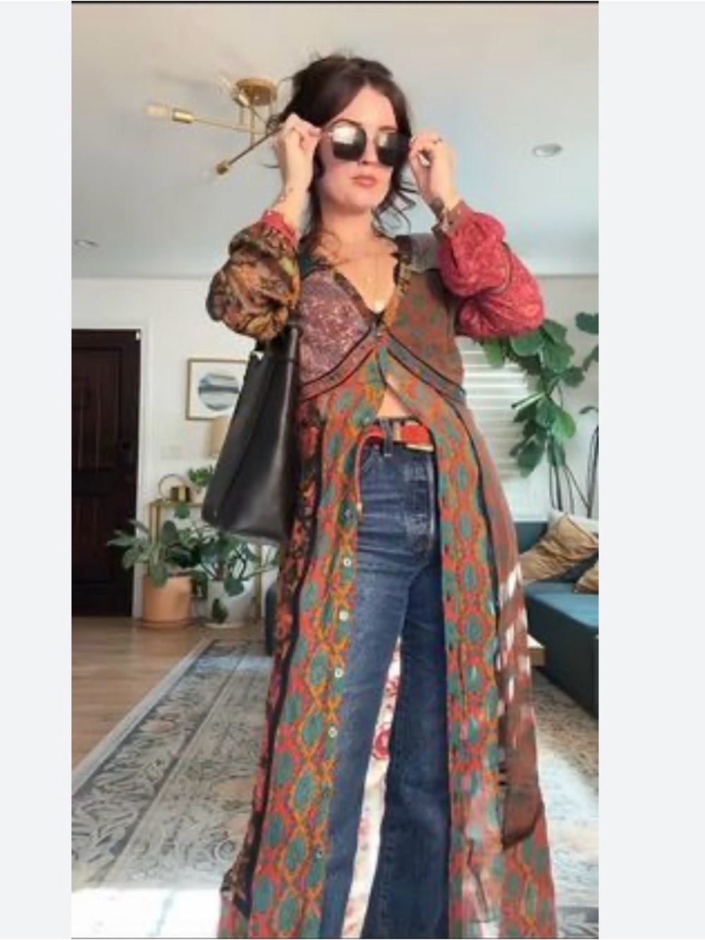 Boho Patchwork Maxi Duster with Mixed Prints - Picture 2 of 5